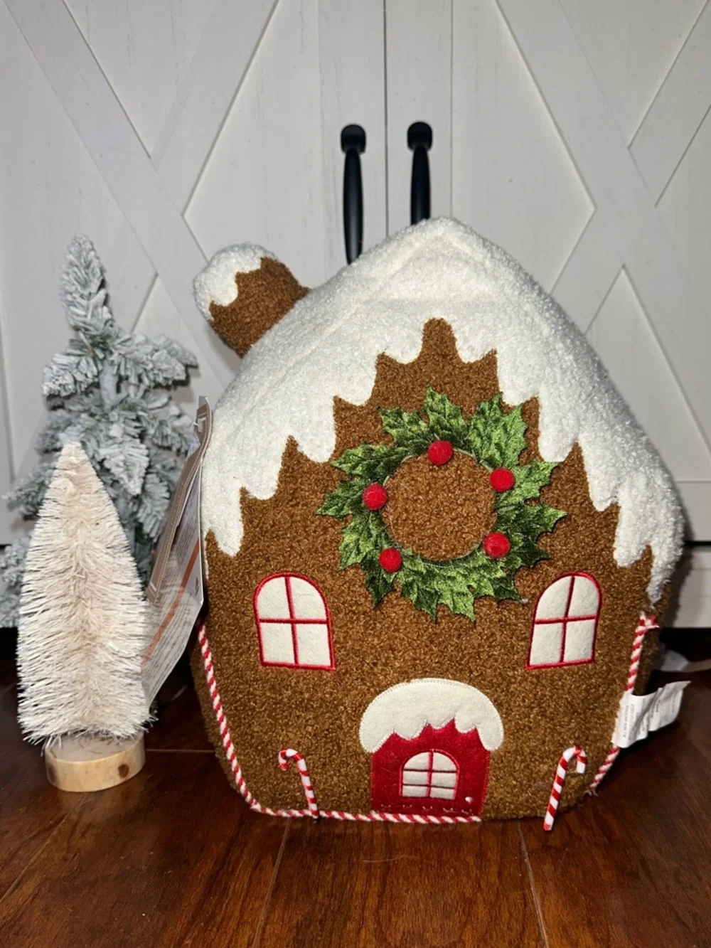 Cupcakes & Cashmere Holiday LED Gingerbread House Plush Decorative Pillow